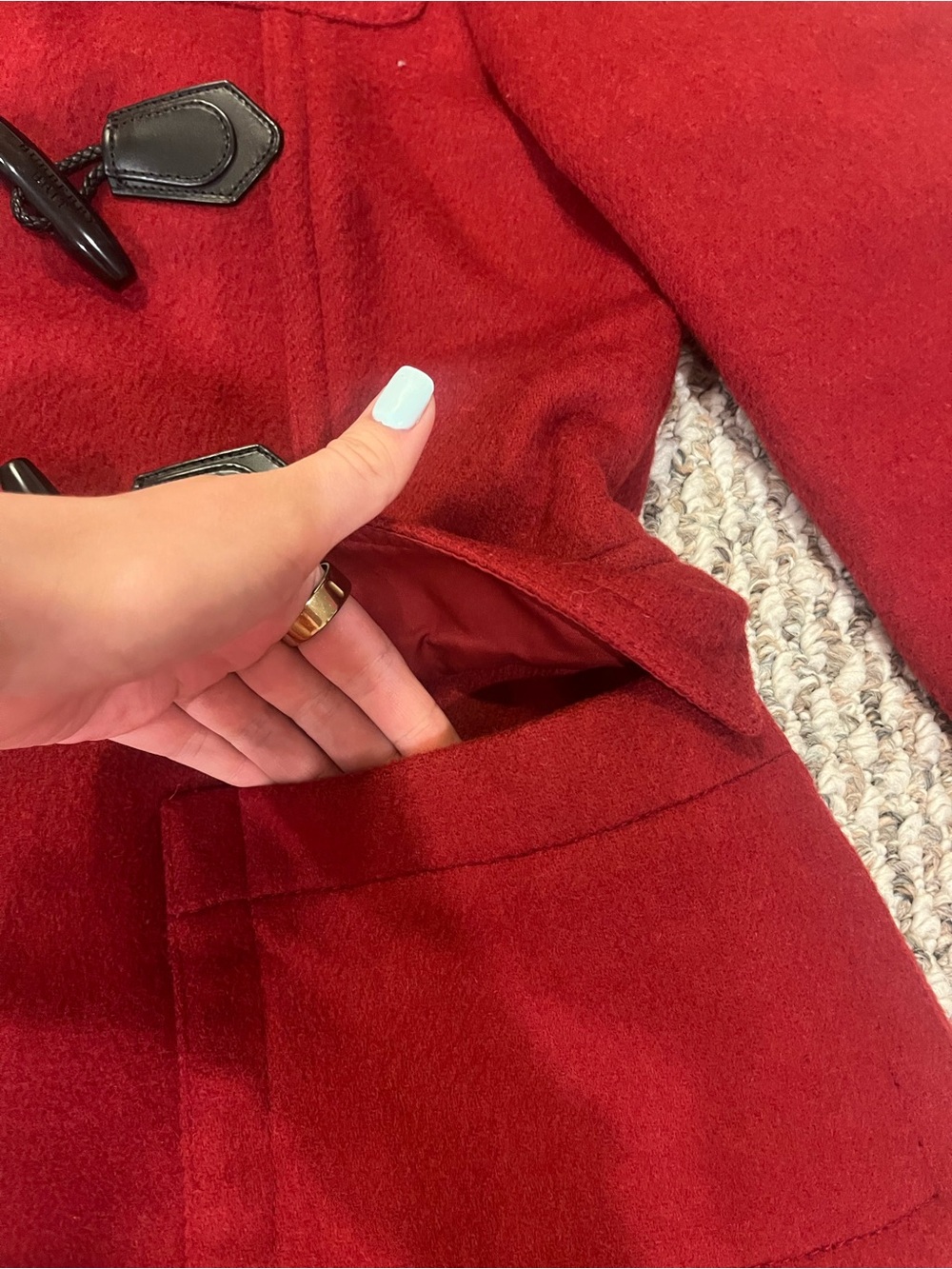 Burberry Red Hooded Toggle Women's Coat Size M - Picture 8 of 10